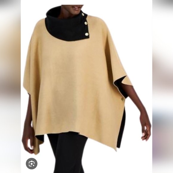 Ann Klein sweater S cape Tan And Black - Picture 1 of 10